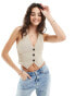 Фото #1 товара Miss Selfridge halter neck waistcoat in stone