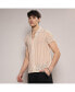 Men's White & Brown Unbalanced Striped Shirt