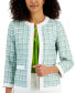 Women's Plaid Framed Open-Front 3/4-Sleeve Jacket