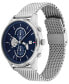 ფოტო #2 პროდუქტის Men's Stainless Steel Mesh Bracelet Watch 44mm