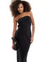 ASOS DESIGN satin bandeau bias maxi dress with tie back in black