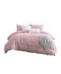 Фото #4 товара Lush Moselle Cotton Ruched Waffle Weave 2 Piece Duvet Cover Set, Twin XL