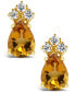 Citrine and Diamond Stud Earrings (1-1/3 ct.t.w and 1/8 ct.t.w) 14K Yellow Gold