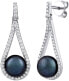 Luxury silver earrings with real black pearl LPSGRP19233B