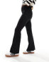 Vila pleat front jersey flared trousers in black