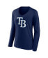 ფოტო #3 პროდუქტის Women's Navy Tampa Bay Rays Official Logo V-Neck Long Sleeve T-shirt