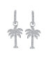 Hawaiian Nautical Pave CZ Cubic Zirconia Huggie Mini Hoop Dangle Charm Palm Tree Earrings For Women Sterling Silver