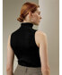 Фото #5 товара Women's Silk Knitted Turtleneck Sleeveless Top