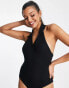 Фото #8 товара Miss Selfridge plunge collar bodysuit in black