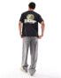 Dr Denim Trooper relaxed fit t-shirt with green back graphic print in off black