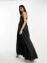 Фото #1 товара ASOS DESIGN satin bandeau trapeze maxi dress in black