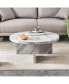 Circular Textured Coffee Table, 31.4-Inch Modern Gray Table