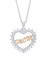 ფოტო #1 პროდუქტის Women's Fine Silver Plated Cubic Zirconia Rose Colored Mom Pendant Necklace