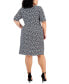 Фото #2 товара Plus Size Elbow-Sleeve Gathered Jersey Sheath Dress