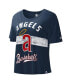Фото #1 товара Women's Navy Distressed Los Angeles Angels Cooperstown Collection Record Setter Crop Top