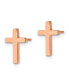 Stainless Steel Polished Rose IP-plated Cross Earrings