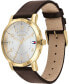 ფოტო #2 პროდუქტის Men's Brown Leather Strap Watch 42mm, Created for Macy's