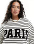 Фото #4 товара 4th & Reckless Plus exclusive Paris logo sweatshirt in black and white stripe