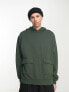 Фото #3 товара ASOS DESIGN oversized hoodie with cargo pocket and toggle details in green