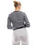 ASOS DESIGN knitted top with asymmetric neckline in stripe