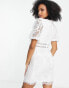 Фото #4 товара ASOS DESIGN lace mini tea dress with tie sleeve detail in white