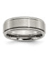 ფოტო #1 პროდუქტის Titanium Brushed Center Ridged Edge Wedding Band Ring