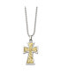Фото #3 товара Chisel 14k Gold tone Accent Cross Pendant Ball Chain Necklace
