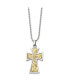 Фото #3 товара 14k Gold tone Accent Cross Pendant Ball Chain Necklace