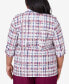 ფოტო #3 პროდუქტის Plus Size Classic Plaid Cuffed Sleeve Button Down Top