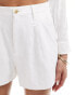 Hollister high rise linen tailored short in white Hellweiß, L - фото #5