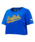 ფოტო #4 პროდუქტის Women's Royal Buffalo Sabres Boxy Script Tail Cropped T-shirt