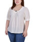 Фото #1 товара Plus Size Short Balloon Sleeve Top with Hardware