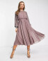 Фото #2 товара ASOS DESIGN midi dress with linear yoke embellishment in mauve