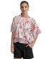 Women's Printed Mixed-Media Dolman-Sleeve Top