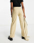 Pull&Bear high waisted tailored straight leg trouser in pale yellow