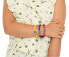 Yellow leather bracelet with colored clasp