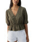 Women's Cotton Eyelet Button-Front Blouse