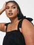 New Look Curve tie strap tiered smock midi dress in black