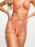 Фото #3 товара Boux Avenue Camila embroidered leg harness in orange with pink detailing