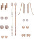 ფოტო #1 პროდუქტის Gold-Tone 9-Pc. Set Crystal Heart & Bow Earrings