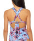 Фото #2 товара Jessica Simpson 261934 Women's Palmy Days Printed Smocked Tankini Top Size Small