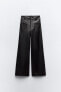 Zw navy straight-leg high-waist faux leather trousers