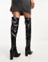 Фото #4 товара Public Desire Lasta over the knee heeled boots in black