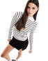 Stradivarius high neck jumper in white & black