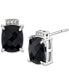 ფოტო #1 პროდუქტის Onyx & Diamond Accent Cushion Stud Earrings in Sterling Silver