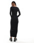 COLLUSION square neck rib maxi dress in black