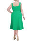 ფოტო #2 პროდუქტის Plus Size Square-Neck Asymmetrical-Hem Fit & Flare Dress