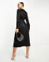 Y.A.S satin wrap maxi dress in black 2XL - фото #8