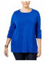 Фото #1 товара Karen Scott Women's Pullover Crewneck Sweater Deep Pacific Blue XL
