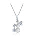 ფოტო #1 პროდუქტის Elegant Winter White Simulated Pearl Holiday Christmas Snowman Pendant Necklace For Teen For Women .925 Sterling